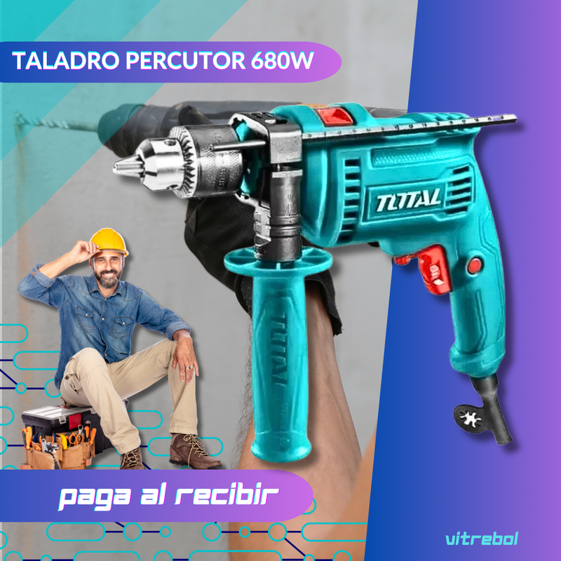 Taladro Percutor 680w - Original de la Marca Total