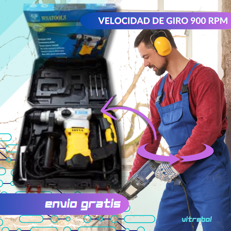 Rotomartillo Demolerdor de 1500 watts: Perfora todo tipo de Materiales