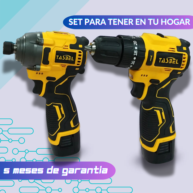 Set de Llave de impacto y taladro con dos Baterías de 18V