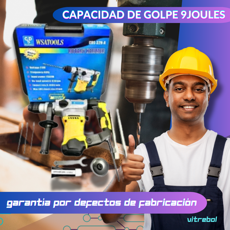Rotomartillo Demolerdor de 1500 watts: Perfora todo tipo de Materiales