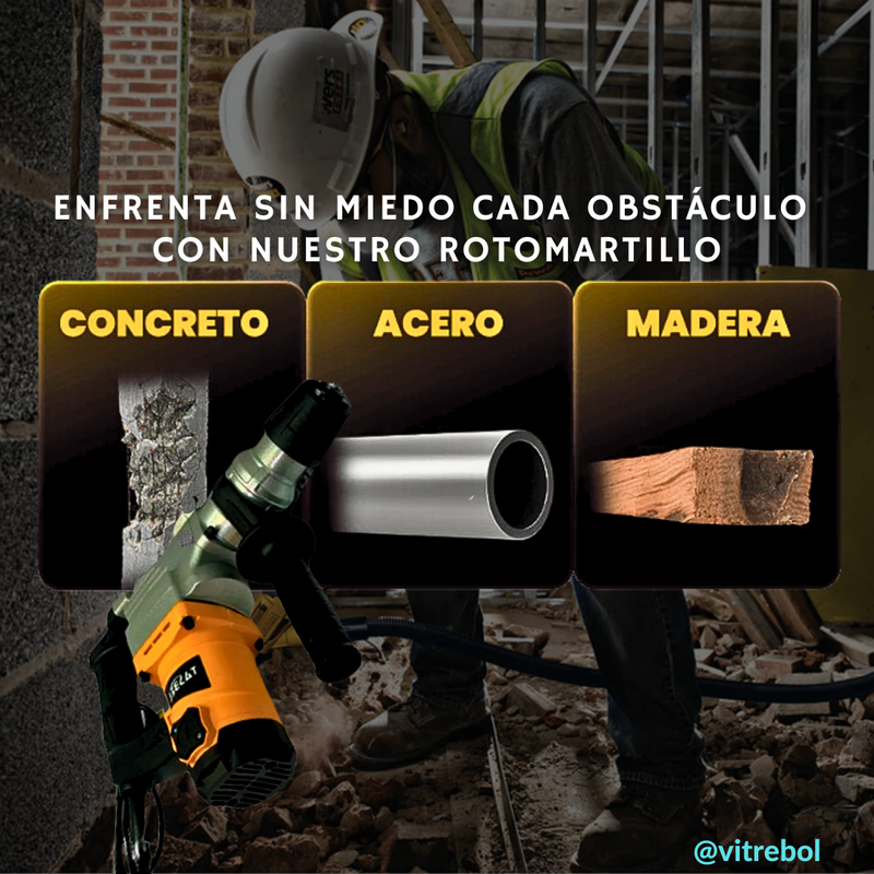 Rotomartillo Demolerdor de 1500 watts: Perfora todo tipo de Materiales