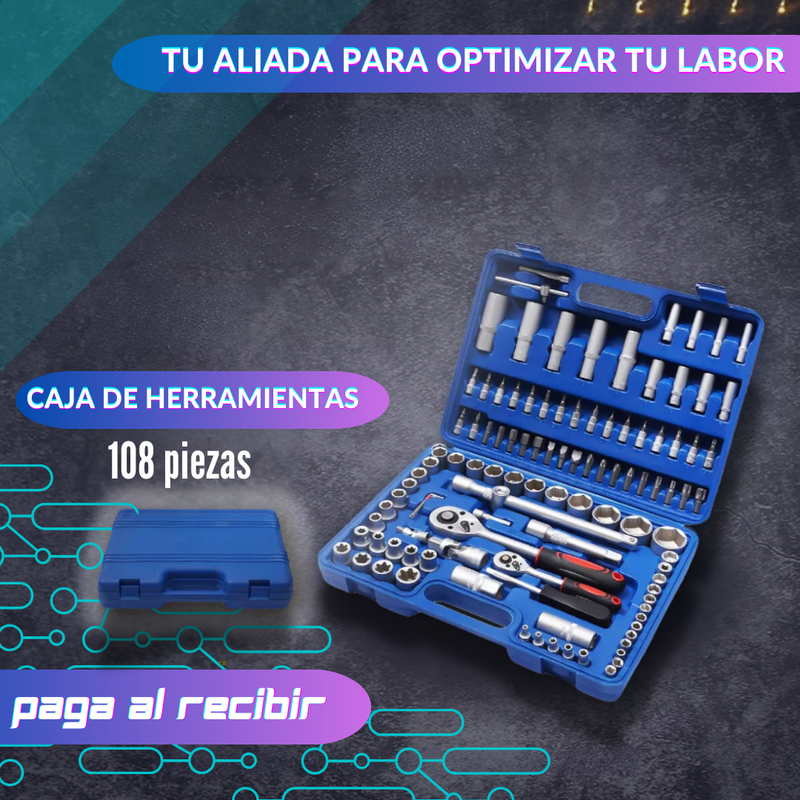 Set de Herramientas de 108 Piezas en cromo Vanadium