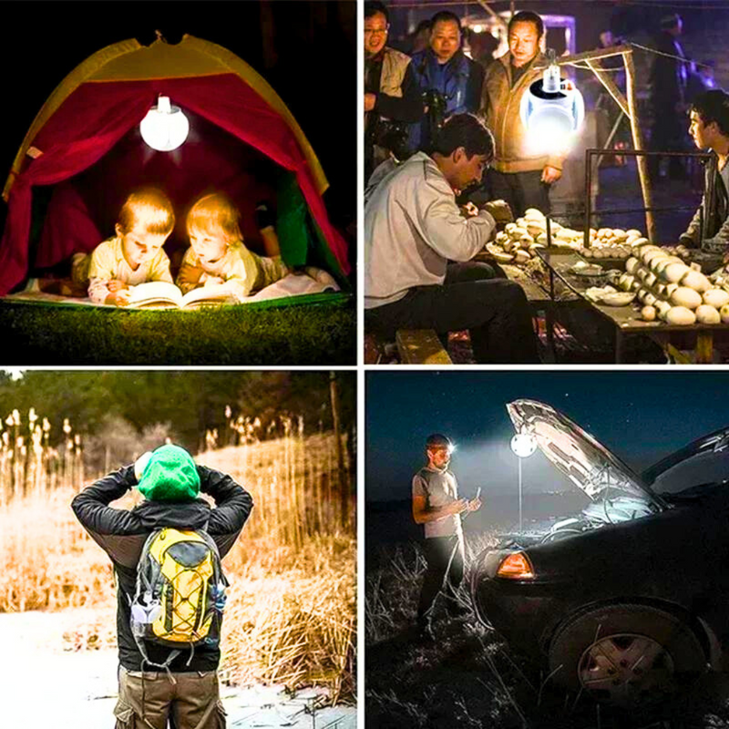 Set de 2 Focos portátiles plegables, luces de emergencia o camping - Carga con el sol y con USB.