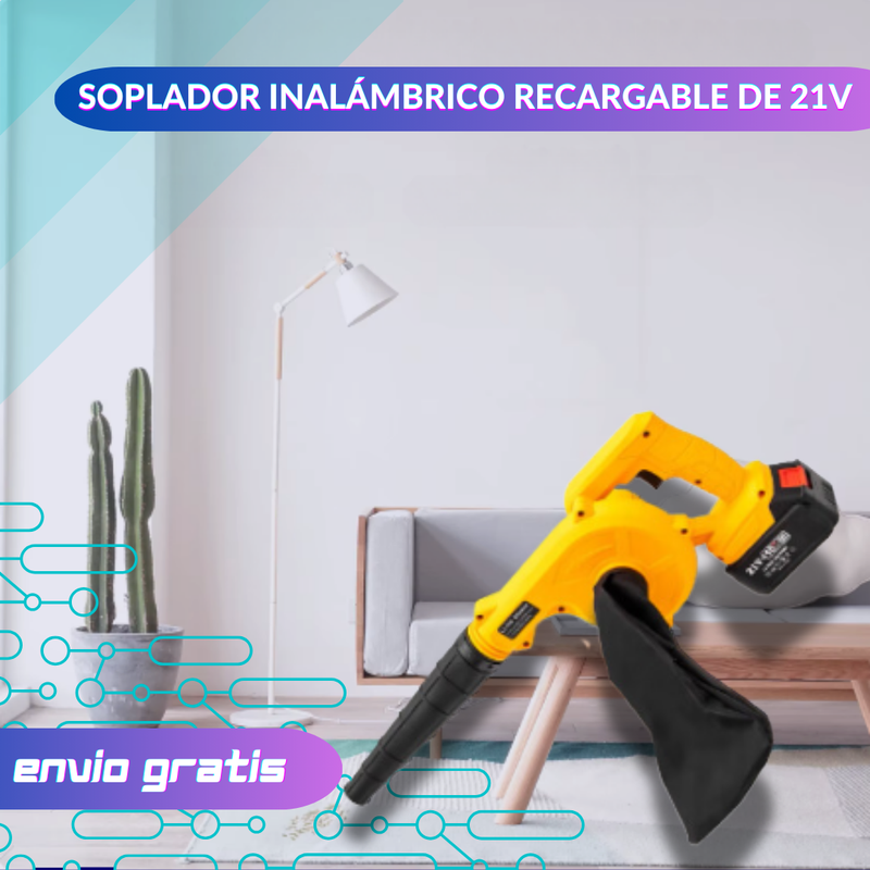 Soplador Y Aspiradora De Alta Potencia Inalámbrico 2 Baterías de 21v
