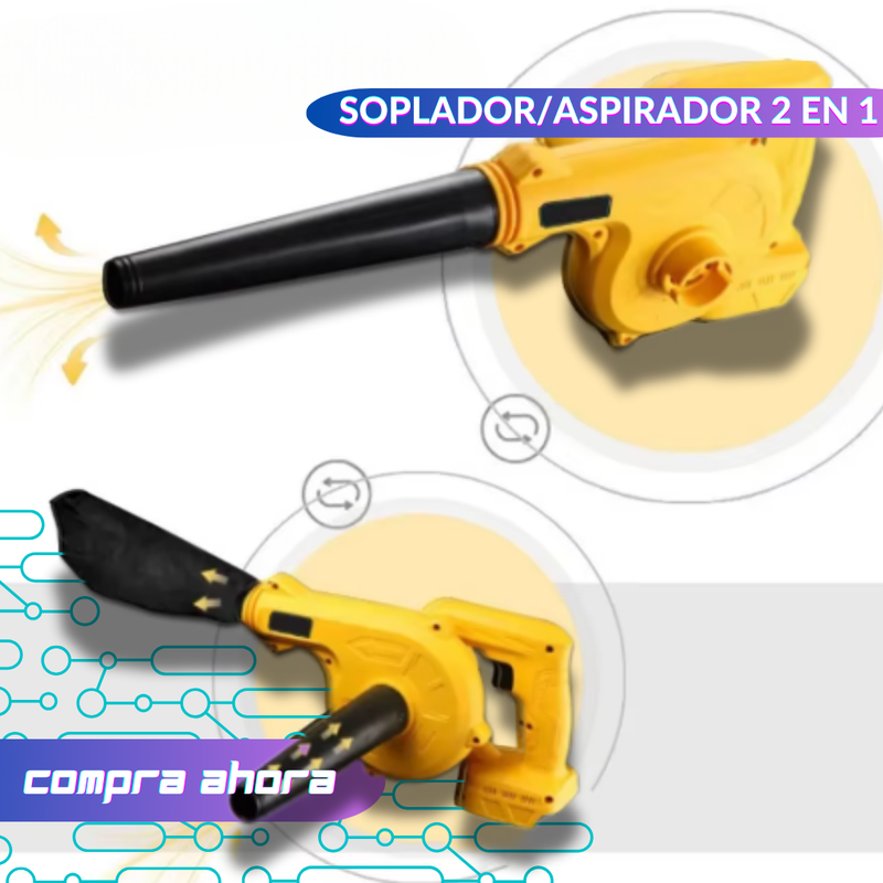 Soplador Y Aspiradora De Alta Potencia Inalámbrico 2 Baterías de 21v
